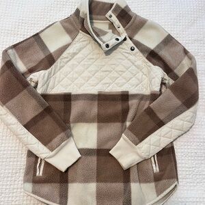Abercrombie & Fitch Cream and Brown Fleece Jacket